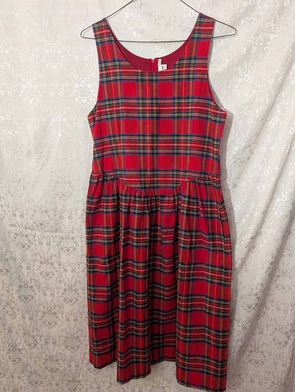 Vintage 90s Storybook Heirlooms Red Tartan Plaid Holiday Dress Medium
